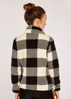 Gingham Check Fleeced Jacket, Black, large