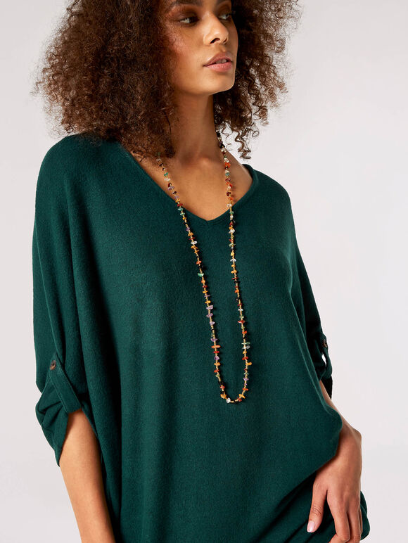Soft-Touch Cocoon Mini Dress, Green, large