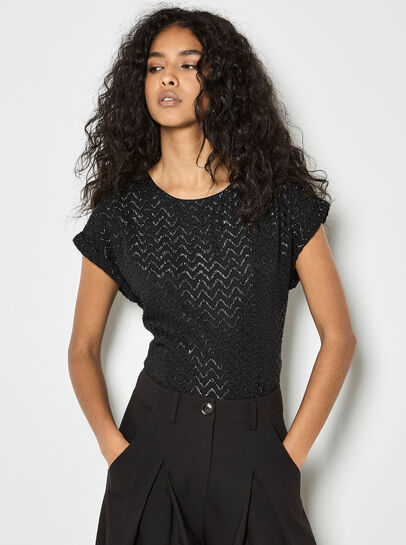 Shimmer Chevron Chiffon Top