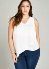 Frilled Sleeveless Top +, Cream, large