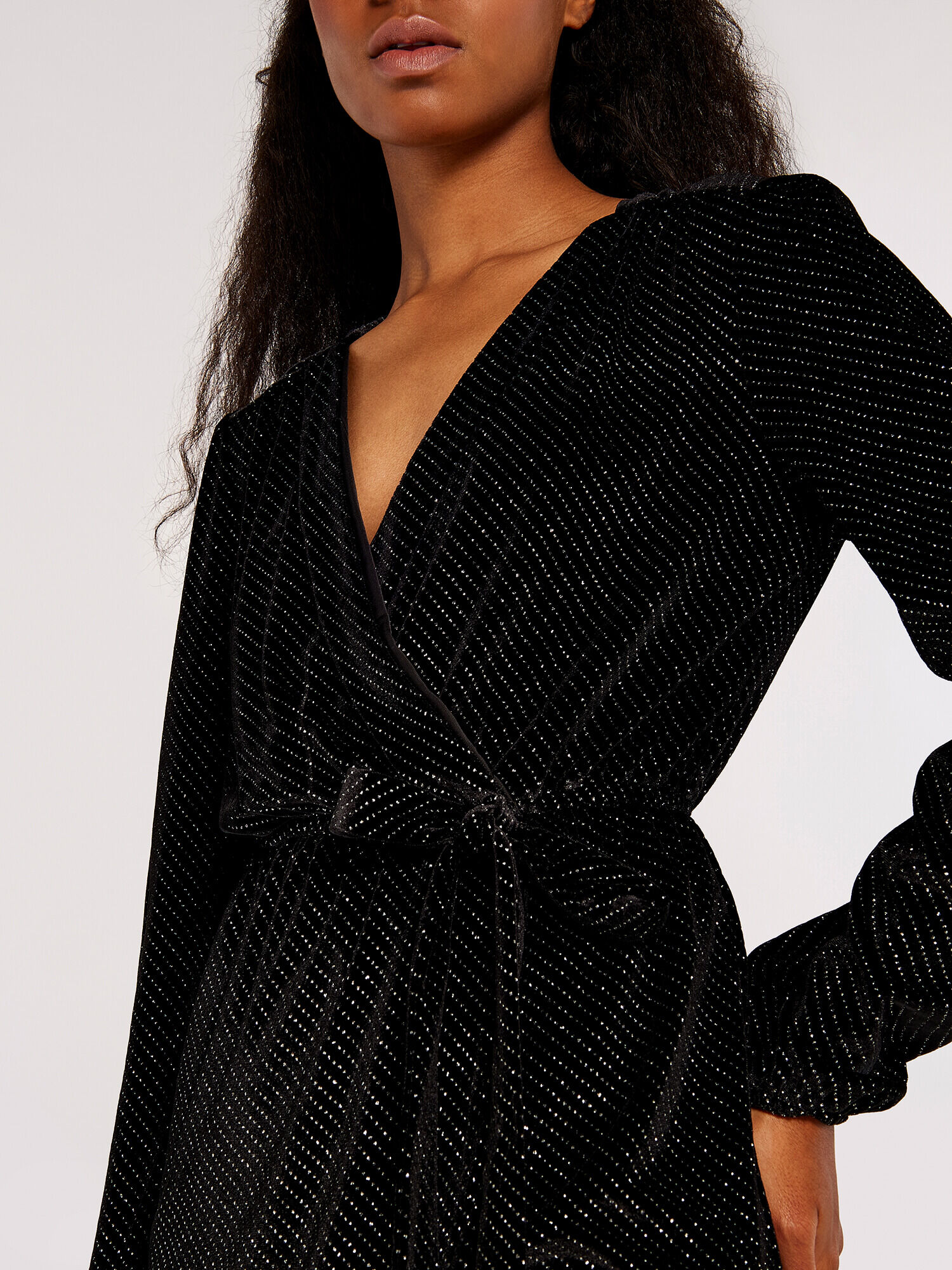 Black glitter velvet dress online