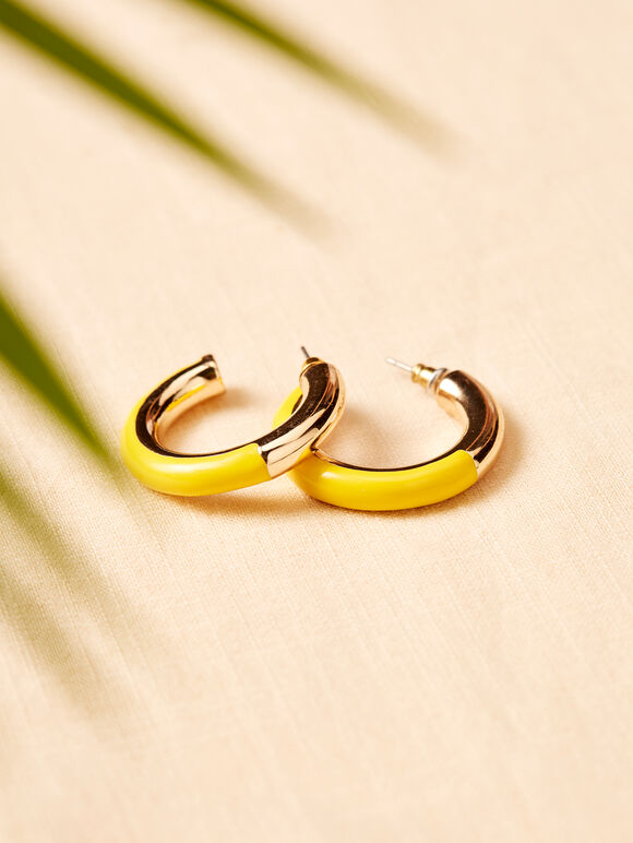 Enamle Hoops, Yellow, large