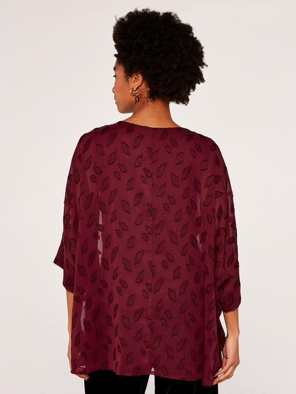 Leaf Chiffon Top, Burgundy, large