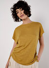 Textured Jersey Side Ruched T-Shirt, Mustard, large