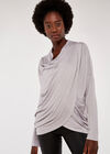 Soft Long Sleeve Wrap Over Top, Grey, large