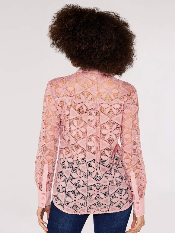 Lace Shirt, Pink, large