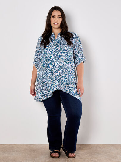 Mixed Animal Print Layered Blouse