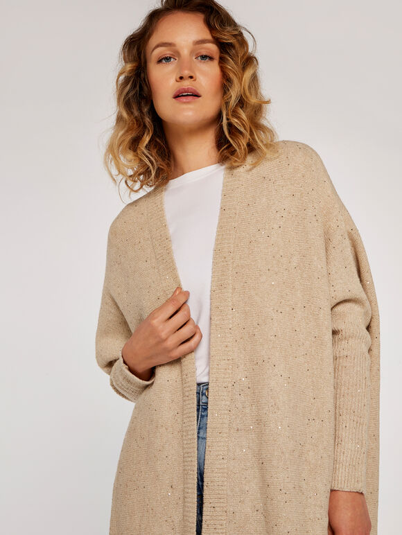 Lurex Cardigan, Stone, large
