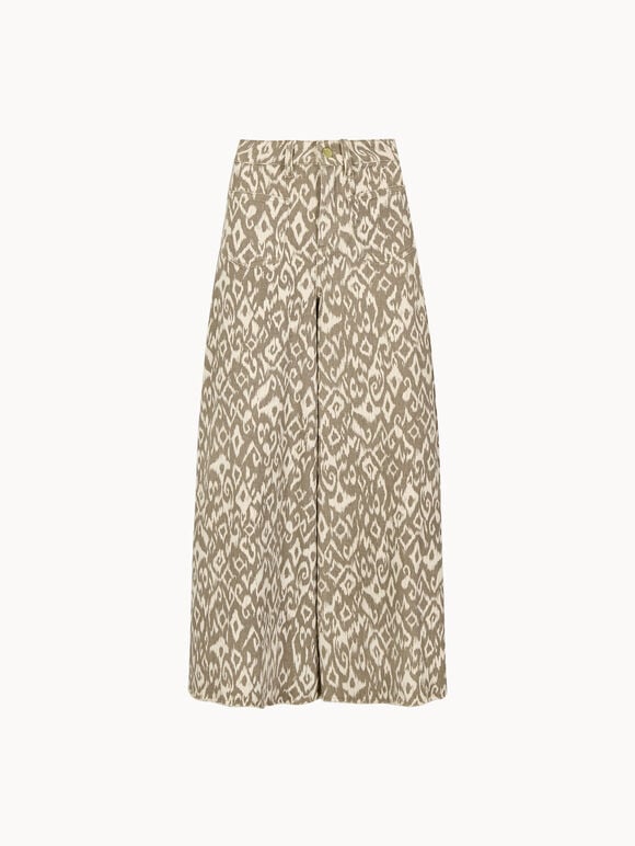 Ikat Gianna Wide-Leg Jeans, Stone, large