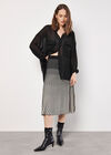 Gradiating Stripe Ribbed Knit Midi Skirt, Black, large