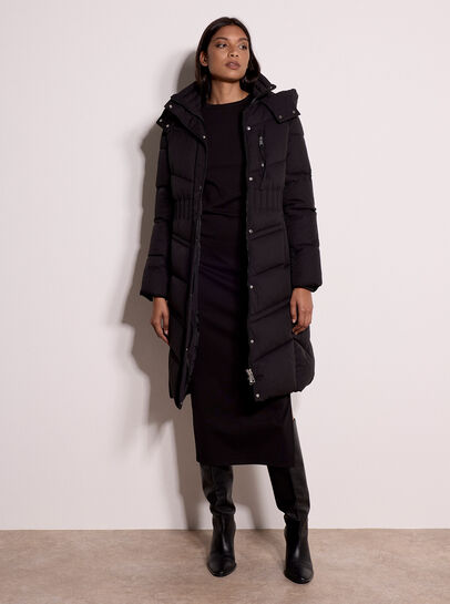 Long Belted Puffer Coat