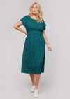 Leaf Print Tie Back Midi Dress+, Navy, large