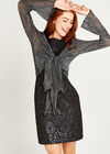 Plisse Long Sleeve Shrug, Black, large