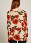 Coral Graphic Rose Print Oversize Top, Coral, large