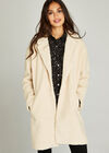 Cream Oversized Borg Fur Coat, Cream, large