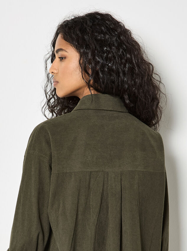 Oversized Cord Shirt, Khaki, large