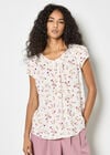 Ditsy Floral Lightweight Top, Cream, large