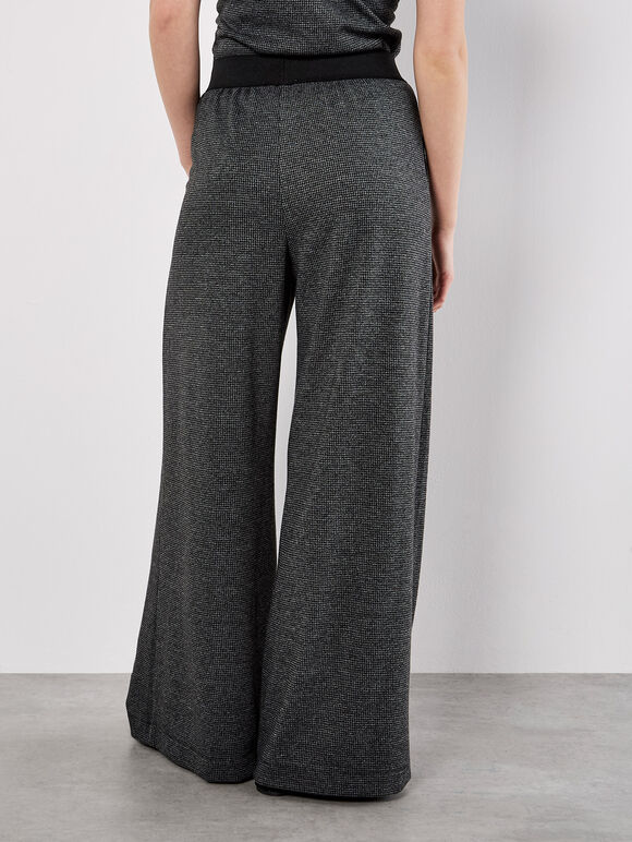 Mini Dogtooth Soft Wide Leg Trousers, Dark Grey - Charcoal, large