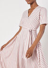 Stripe Wrap Hanky Hem Midi Dress, Pink, large