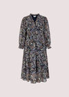 Ditsy Ruffle Chiffon Dress, Navy, large