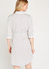 Cream Vertical Stripe Shirt Dress, Cream, large