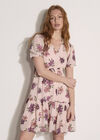 Floral Rose Chiffon Mini Dress, Pink, large