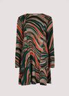 Swirl Jersey Knit Swing Mini Dress, Orange, large