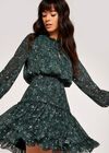 Leopard Tiered Pussybow Dress, Green, large