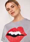 Lips And Teeth Graphic T-Shirt, Grey, large