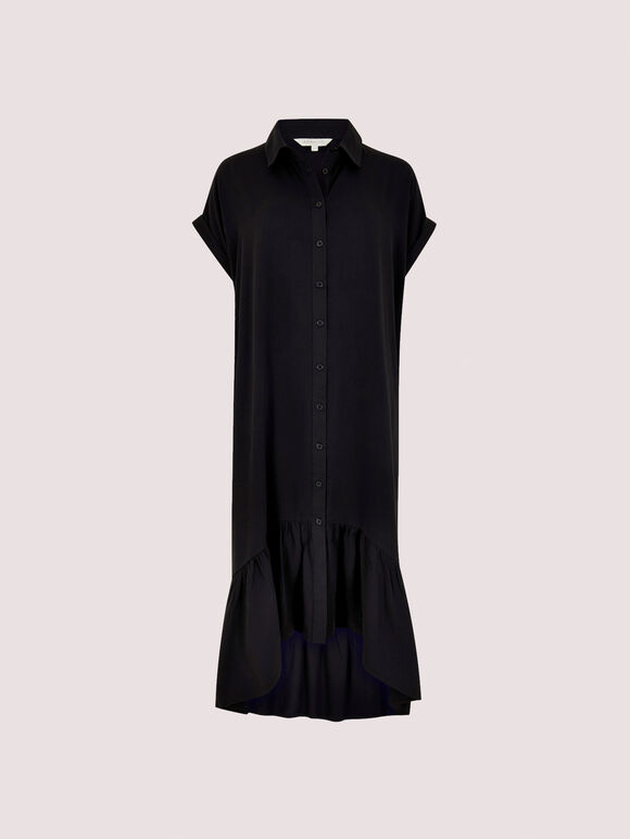 Boxy Tiered Midi Dress, Black, large