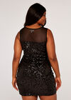 Curve Sweetheart Sequin Dress, Black, large