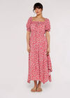 Sarasa Milkmaid Midi Dress, Pink, large
