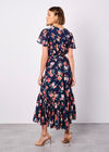 Painterly Roses Wrap Maxi Dress, Navy, large