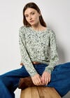 Fine Knit Silhouette Floral Jumper, Mint, large