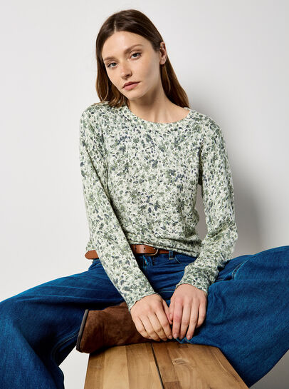 Fine Knit Silhouette Floral Jumper