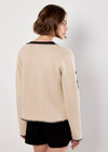 Swirl Embroidered Blanket Stitch Cardigan, Stone, large