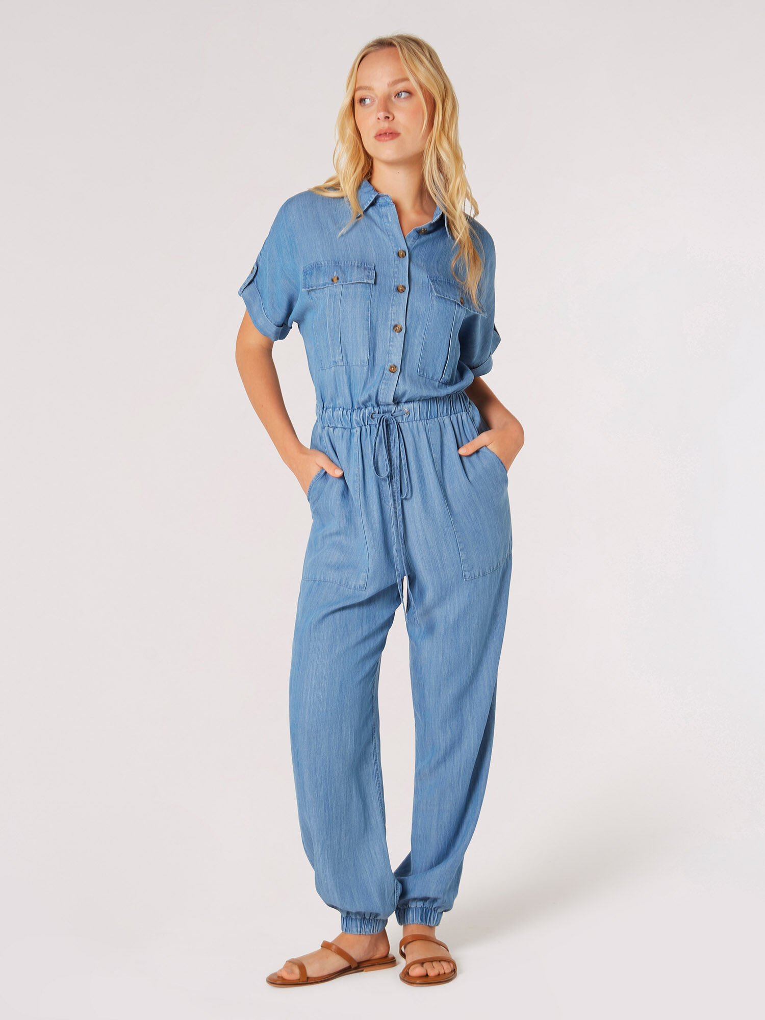 Women's denim cheap utility jumpsuit