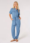 Mid-Wash Denim Utility Jumpsuit, Blue, large