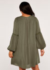 Curve Lace Detail Boho Swing Dress, Khaki, large