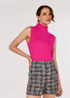Roll Neck Knitted TankTop, Pink, large