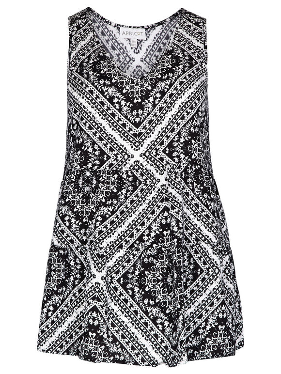 Monochrome Tile Print Vest Top, Black, large