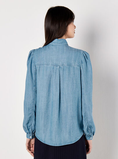 Balloon Sleeve Denim Shirt