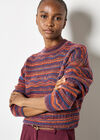 Pointelle Knit Stripe Jumper, Orange, large