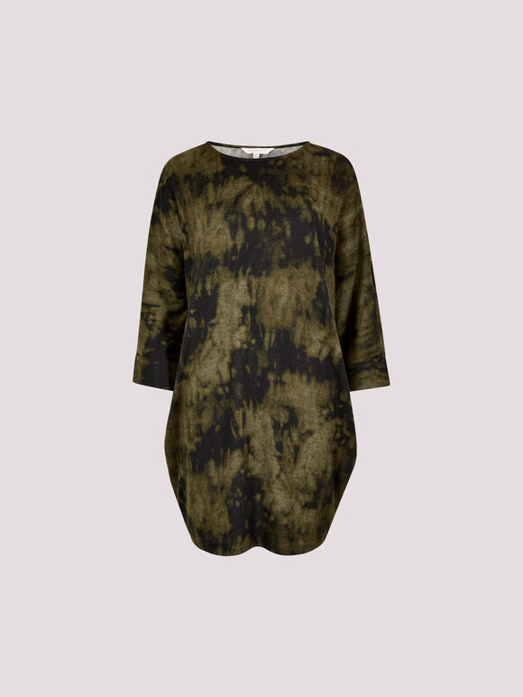 Tie Dye Knit Mini Dress, Khaki, large