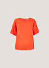 Textured Cotton Button Back T-Shirt, Orange, large