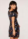 Chevron Sequin Mini Dress, Navy, large
