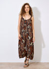 Leaf Print Wide Leg Jumpsuit, Rust, large