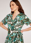 Tropical Leaf Wrap Dress, Green, large