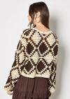 Crochet Diamonds Cropped Jumper, Stone, large