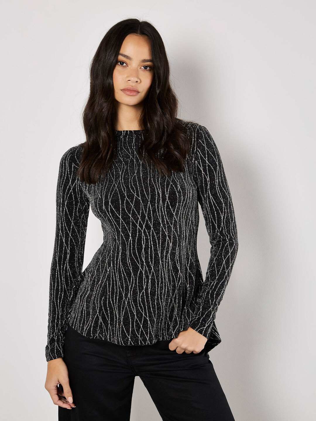 Image of Sparkle Swirl Peplum Top